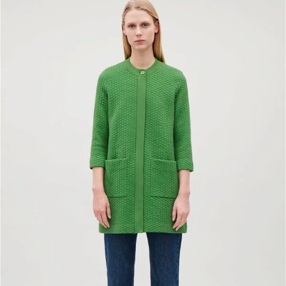 COS Jacquard Knit Coat | Size S, Kelly Green - Picture 1 of 6